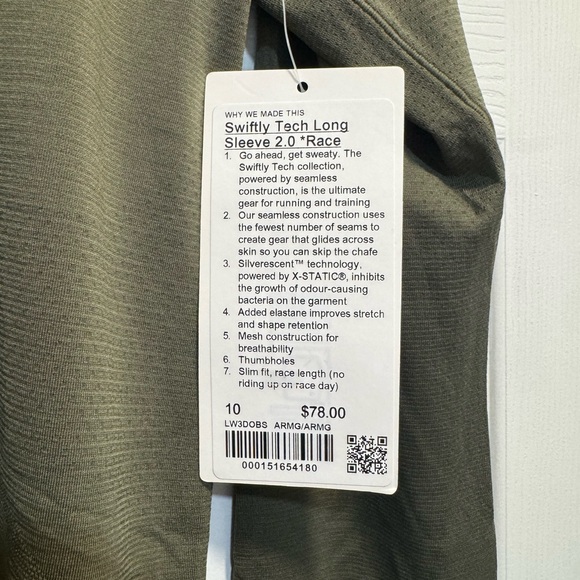 Lululemon Swiftly Tech Long Sleeve Shirt 2.0 *Race Length NWT Size 10 - Picture 4 of 6